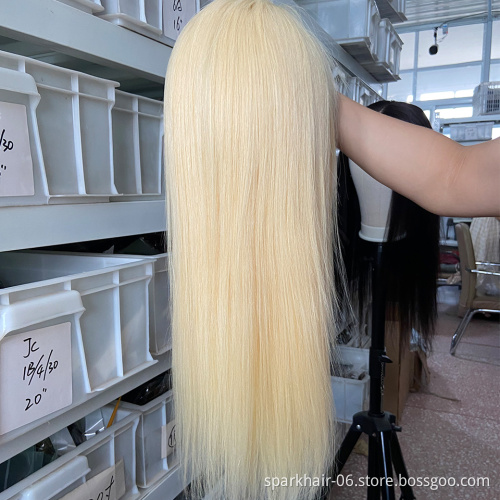 613 Closure Wigs For Black Women Human Hair Virgin Cuticle Aligned Hair blond Hd Lace Front Wig Straight 613 Full Lace Wigs